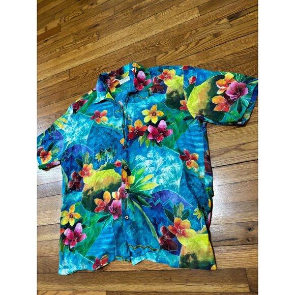 Vintage Tuttle Golf Collection Mens Button Down Short Sleeve Shirt XL Hawaiian - Picture 2 of 7